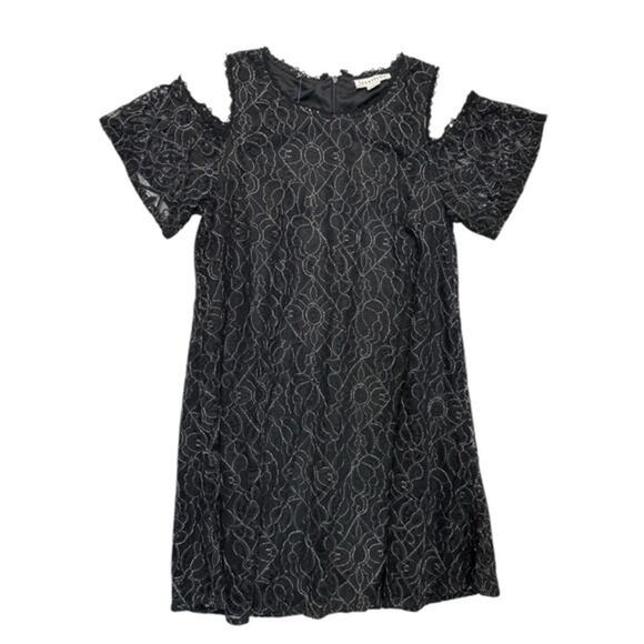 Lace Cold Shoulder Dress black cocktail wedding date night LBD Women’s Large - Picture 2 of 8